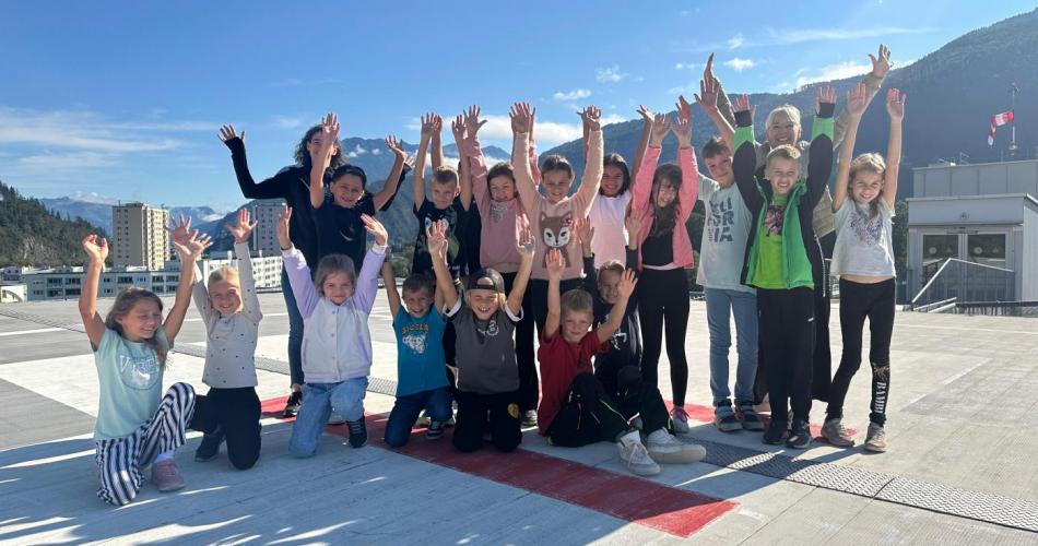 Auf dem Hubschrauberlandeplatz am Dach des Krankenhauses Kufstein!